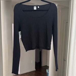 TNA Black Long Sleeve Ribbed Top